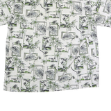 MILANO BAY Mens White & Green Pattern Shirt XL Cotton Casual Summer Beachwear