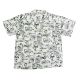 MILANO BAY Mens White & Green Pattern Shirt XL Cotton Casual Summer Beachwear