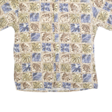HOLLIS RIVER Mens Beige & Blue Patterned Cotton Shirt L Summer Casual Beachwear