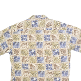 HOLLIS RIVER Mens Beige & Blue Patterned Cotton Shirt L Summer Casual Beachwear