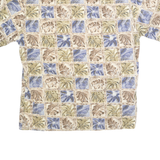 HOLLIS RIVER Mens Beige & Blue Patterned Cotton Shirt L Summer Casual Beachwear