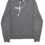 CHAMPION Mens Grey Pullover Hoodie M Cotton Blend Drawstring Casual Wear