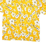 IN GEAR Mens Yellow Hawaiian Rayon Shirt M Floral Guitar Print Summer Casual