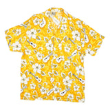 IN GEAR Mens Yellow Hawaiian Rayon Shirt M Floral Guitar Print Summer Casual