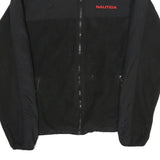 NAUTICA Mens Black Polyester Zip Jacket L Fleece Outdoor Casual Lightweight