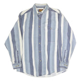 FADED GLORY Mens Blue & White Stripe Cotton Shirt M Casual Button Down