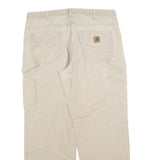 CARHARTT Mens Cotton Blend Beige Regular Straight Trousers W34 L30 Workwear