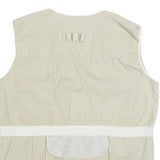 BUGLE BOY Mens Beige Cotton Utility Mesh Jacket L Multi Pocket Zip Button