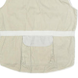 BUGLE BOY Mens Beige Cotton Utility Mesh Jacket L Multi Pocket Zip Button