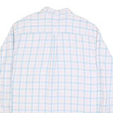 BODER Mens White & Blue Check Shirt XL Linen Casual Lightweight