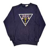 Vintage Guess Sweatshirt - Medium Navy Cotton