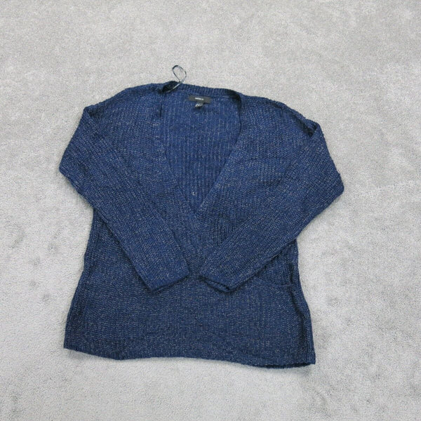 Forever 21 Womens Knitted Pullover Sweater V Neck Long Sleeves Blue Size 2X