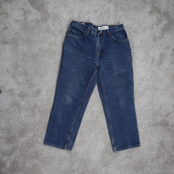 Carhartt Womens Straight Jeans Denim Mid Rise 5 Pockets Stretch Blue Size 34X28