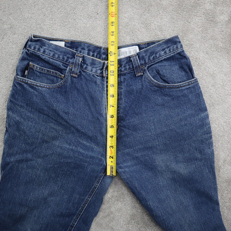 Carhartt Womens Straight Jeans Denim Mid Rise 5 Pockets Stretch Blue Size 34X28