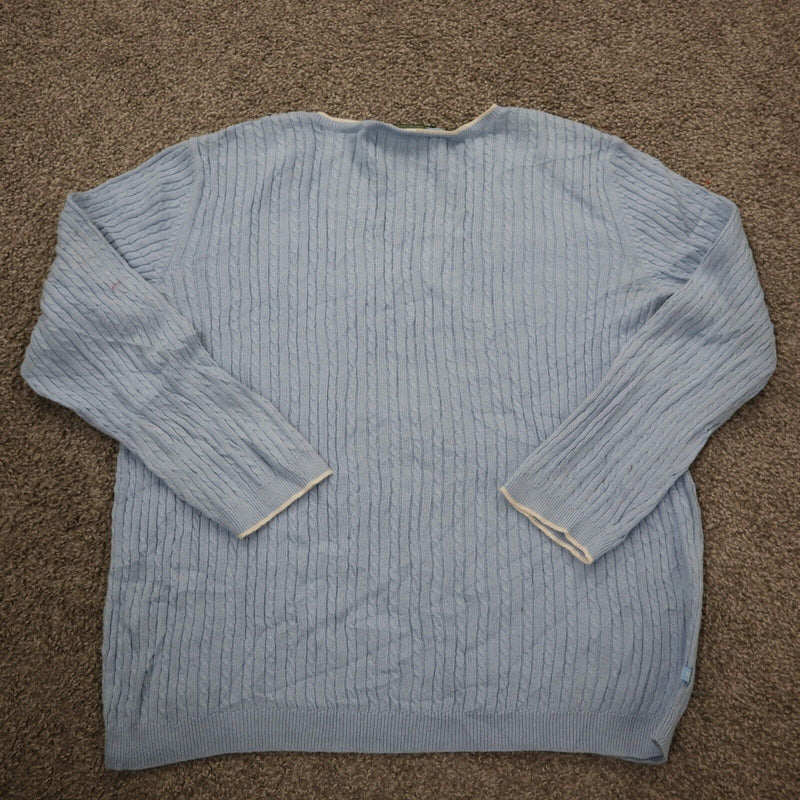 Lauren Ralph Lauren Womens Pullover Sweater 100% Cotton V Neck Sky Blue Size S