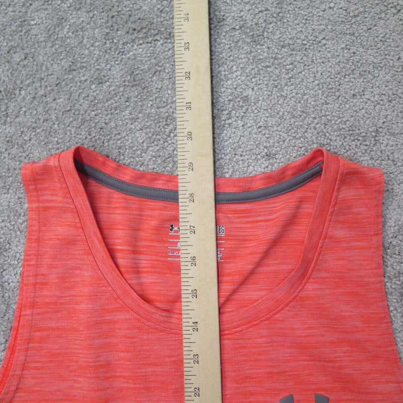 Under Armour Tank Women X Large Orange Heatgear Top Sleeveless Logo Loose Fit