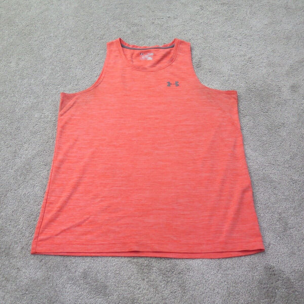 Under Armour Tank Women X Large Orange Heatgear Top Sleeveless Logo Loose Fit