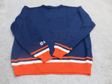 Starter Womens Pullover Knitted Sweater Long Sleeve V Neck Blue Size Medium