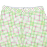TOMMY HILFIGER Womens Shorts Green & Pink Check S W26 Casual Cotton Blend