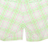 TOMMY HILFIGER Womens Shorts Green & Pink Check S W26 Casual Cotton Blend