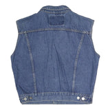 CAMPUSCO Mens Blue Denim Button Cotton Sleeveless Jacket M Casual Streetwear