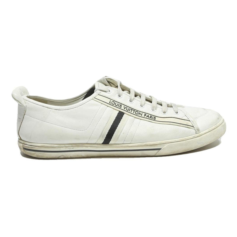 LOUIS VUITTON Low Top Trainers Mens Leather White UK 9.5 Designer Casual Shoes
