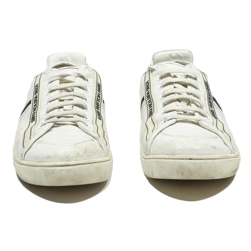 LOUIS VUITTON Low Top Trainers Mens Leather White UK 9.5 Designer Casual Shoes