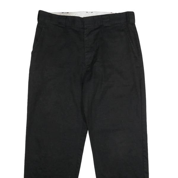 DICKIES Mens Polyester Blend Black Regular Zip Trousers W38 L32 Workwear