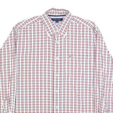 TOMMY HILFIGER Mens White & Red Check Shirt M Button Down Collar Cotton Long