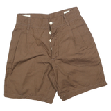 PEOPLE Womens Shorts Brown Casual S W26 Button Fastening Cotton Blend