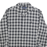 POLO RALPH LAUREN Mens Black & White Check Shirt L Classic Cotton Blend Long