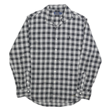 POLO RALPH LAUREN Mens Black & White Check Shirt L Classic Cotton Blend Long