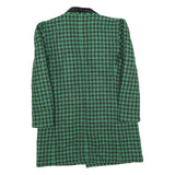 Womens Green & Black Houndstooth Pattern Jacket M Woven Tailored Collar Long