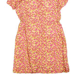 Womens Pink & Yellow Abstract Pattern Day Polyester Blend Dress Size M Short
