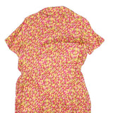 Womens Pink & Yellow Abstract Pattern Day Polyester Blend Dress Size M Short