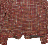 KORET Womens Red Burgundy Check Tailored Jacket Acrylic Button UK 14 Tweed