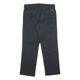 DICKIES Mens Cotton Blend Black Slim Straight Trousers W35 L30 Workwear