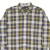 TOMMY HILFIGER Mens Blue & Yellow Check Shirt L Button Down Collar Long Sleeve