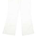 Womens White Regular Fit Bootcut Cotton Trousers W32 L32 Zip Closure Casual Wear