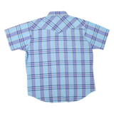 WRANGLER Mens Blue & Purple Check Shirt L Casual Cotton Blend Western Style