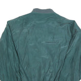 SILKBEAUTY Mens Green Silk Bomber Jacket S Woven Zip Closure Relaxed Fit
