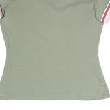 ADIDAS Womens Green & White Retro Graphic T-Shirt UK 10 Short Sleeve V-Neck