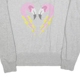 DIESEL Womens Grey Flamingo Graphic Crew Neck XS Sweatshirt Cotton Blend