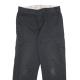 DICKIES Mens Cotton Blend Black Relaxed Straight Trousers W35 L32 Casual