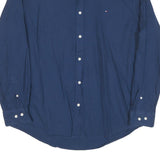 TOMMY HILFIGER Mens Blue Shirt XL Classic Fit Cotton Blend Long Sleeve Button