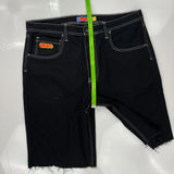 Empyre Contrast Stitch Denim Shorts - 38W 11L Black Denim