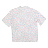 Womens White Pink Blue Floral Shirt M Lightweight Button Up Summer