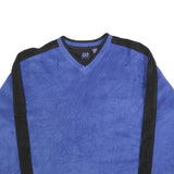 GAP Mens Blue & Black V-Neck L Polyester Sweatshirt Pullover Casual Warm