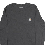 CARHARTT Mens Grey Long Sleeve Crew Neck T-Shirt S Cotton Casual Workwear