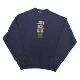 TUTLEX Mens Navy Blue Cotton Blend Crew Neck L Sweatshirt Book Graphic